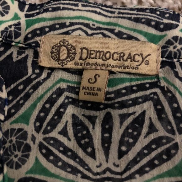 Democracy Paisley Print Tie Split Round Neck 3/4 Blouson Sleeve Top Size Small - Picture 4 of 7